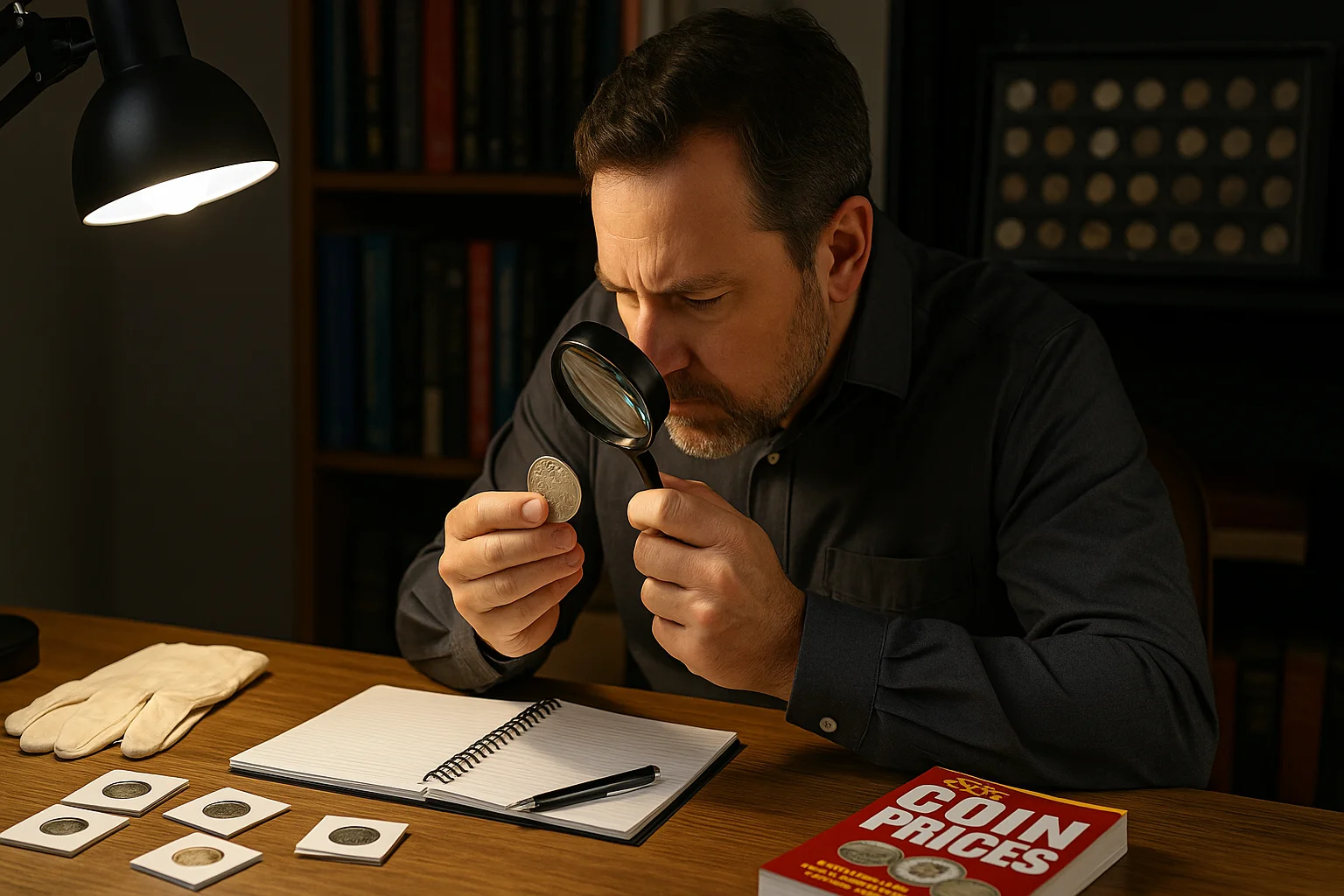 a man appraising a coin