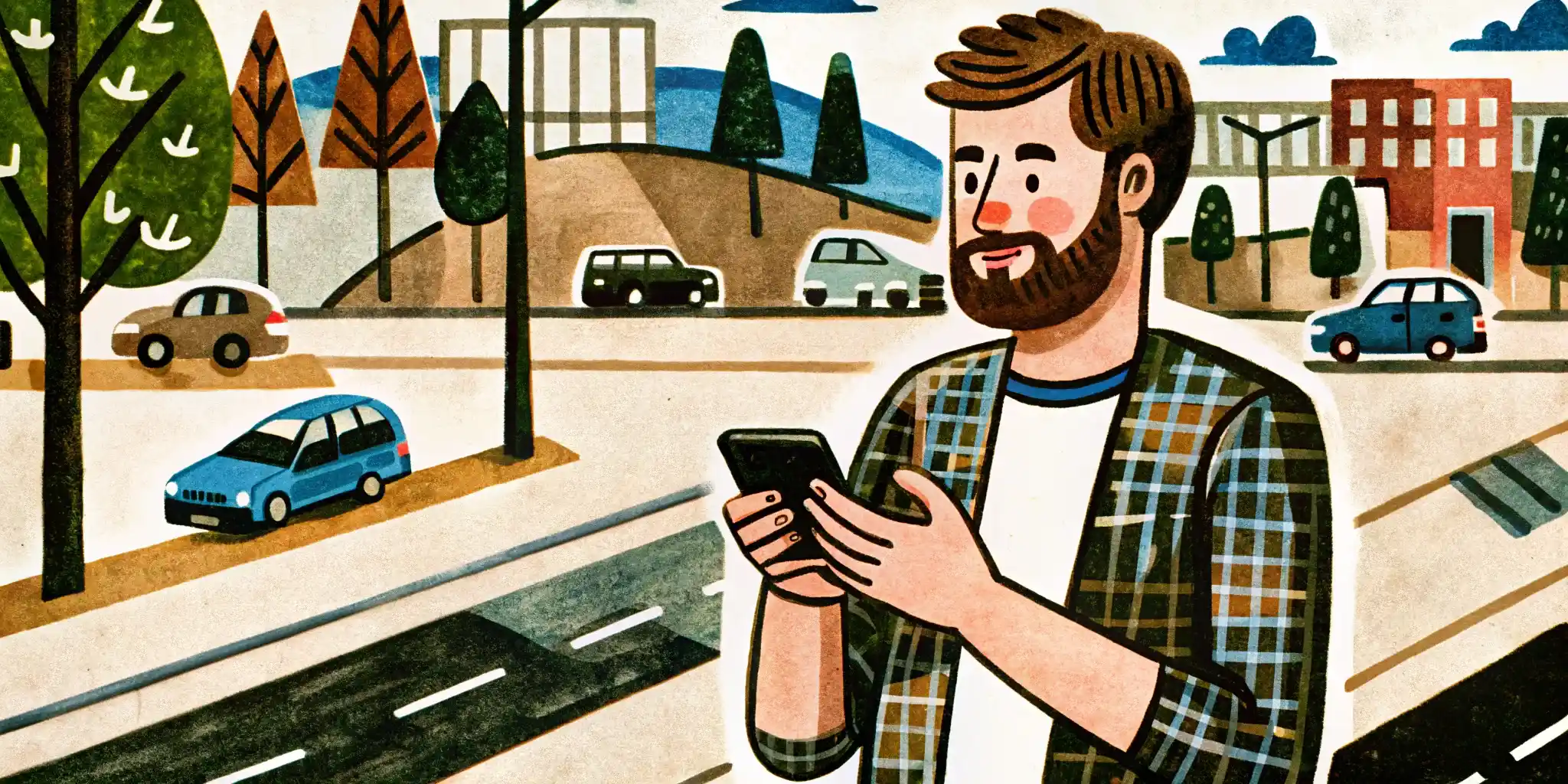 man is using his phone outside